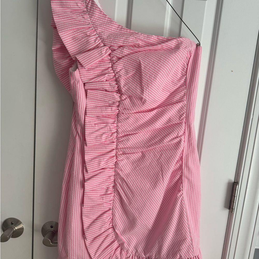 Lilly Pulitzer Pink Striped One-Shoulder Dress